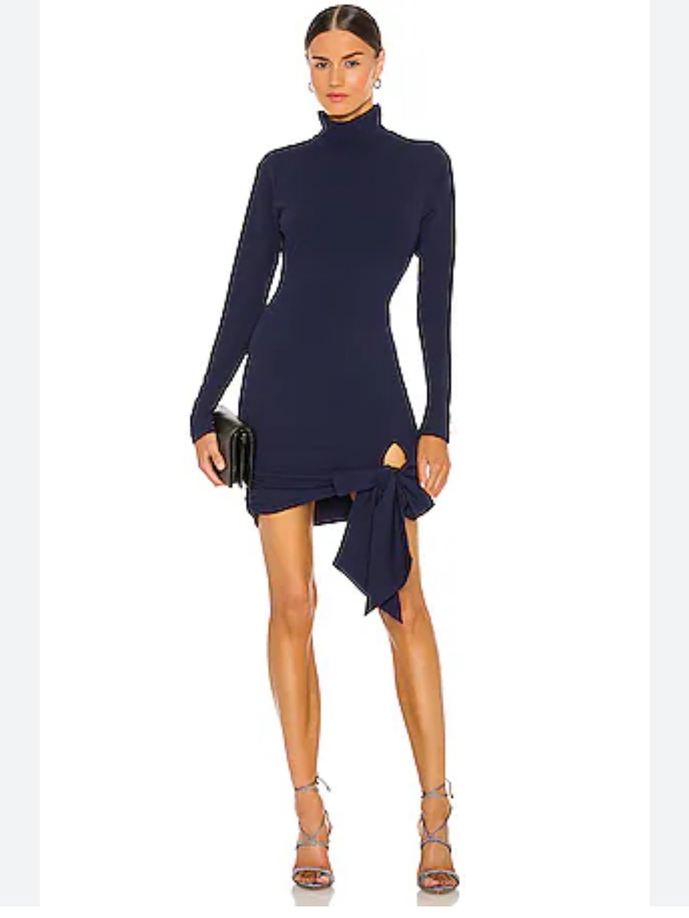 LOVERS AND FRIENDS Medium Blue Hip Tie Turtleneck Mini Dress Excellent Condition